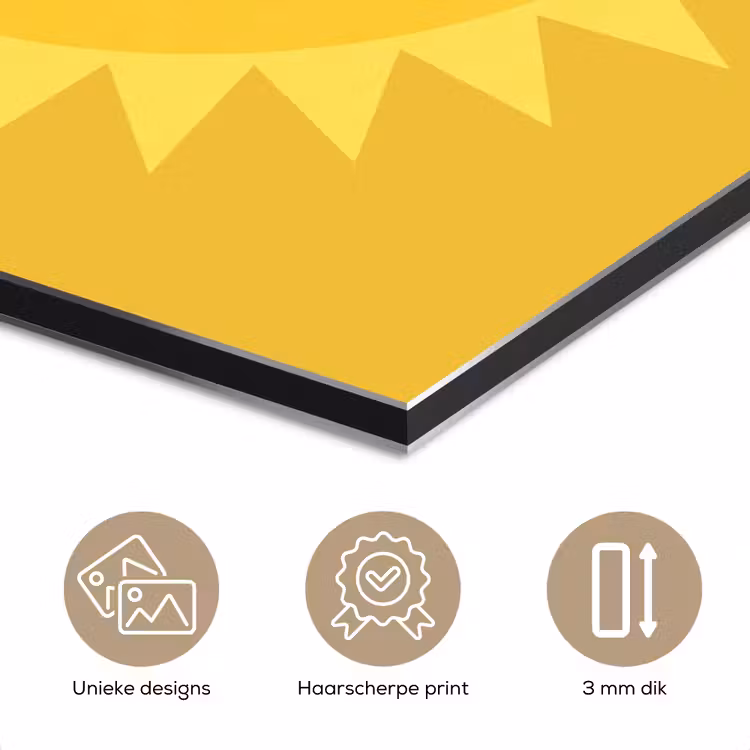Aluminium schilderij - Zon - Gezicht - Zomer - Illustratie - Geel — 7