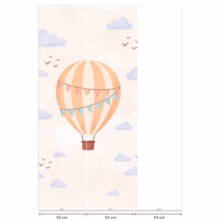 Behang - Luchtballon - Wolken - Illustratie - Zacht - Kinderkamer — 6