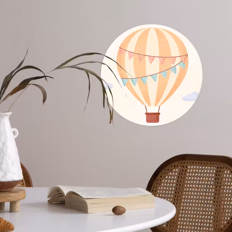 Behangcirkel - Luchtballon - Wolken - Illustratie - Zacht - Kinderkamer — 4