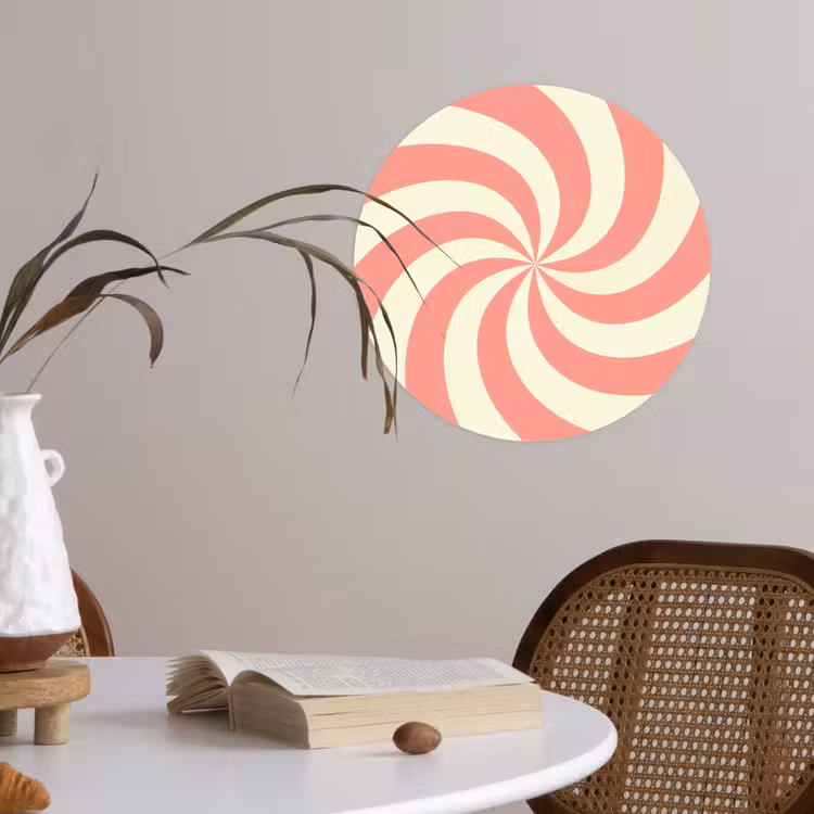 Behangcirkel - Spiraal - Patroon - Abstract - Roze - Beige — 4