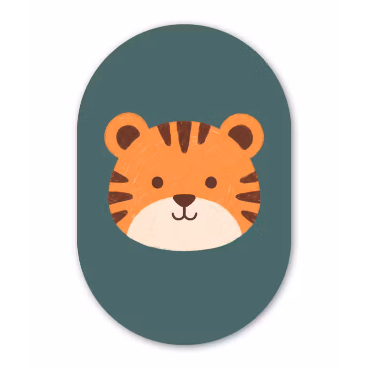 Muurovaal aluminium - Dieren - Kop - Oranje - Illustratie - Modern — 1