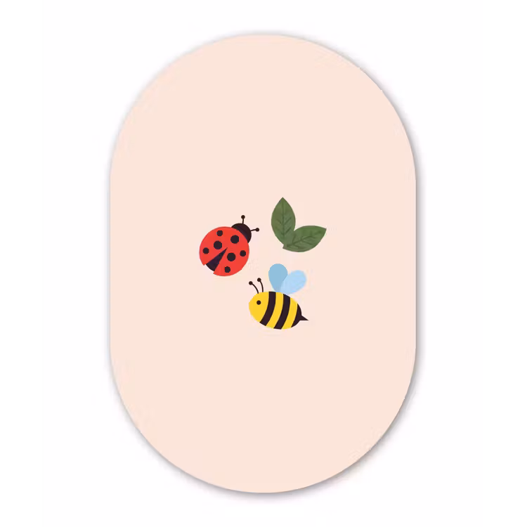Muurovaal aluminium - Insect - Blad - Natuur - Speels - Illustratie — 1