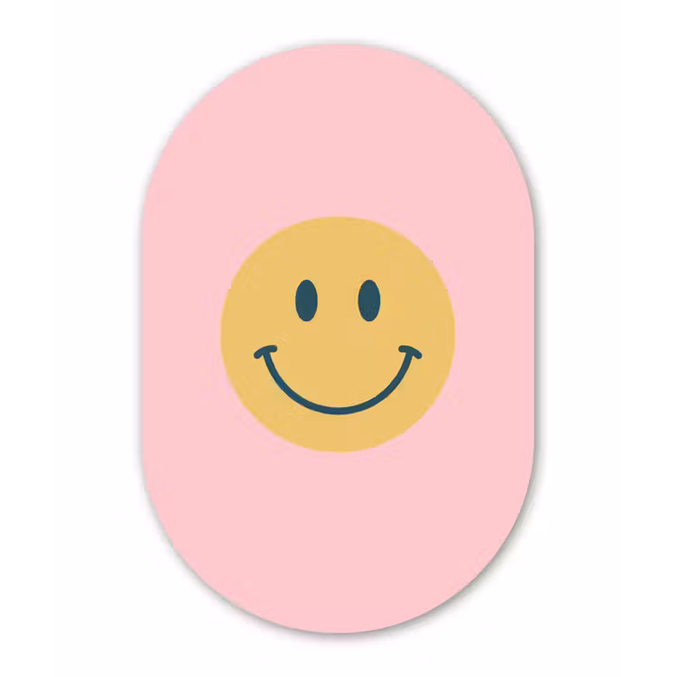 Muurovaal aluminium - Smiley - Geel - Roze - Symbool - Minimalistisch — 1