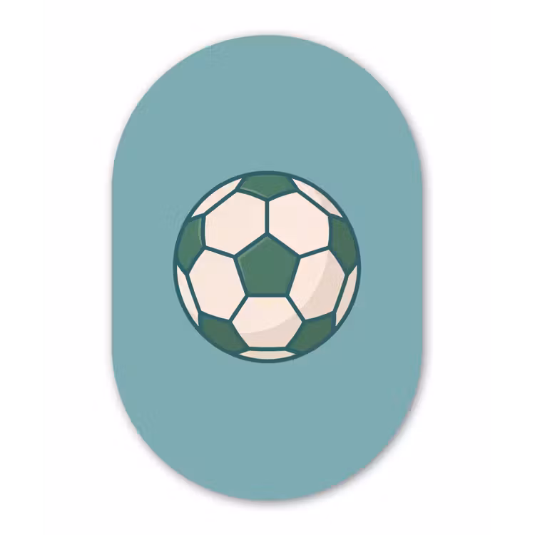 Muurovaal aluminium - Voetbal - Geometrisch - Sport - Illustratie - Blauwgroen — 1