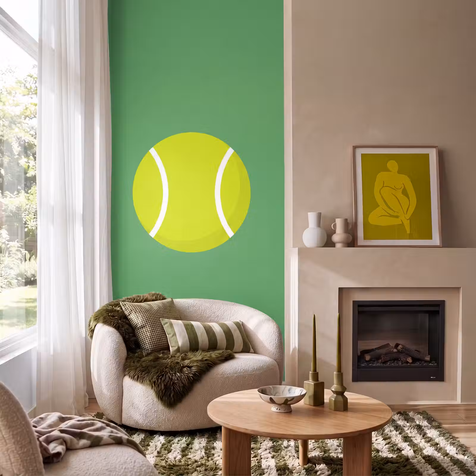 Behang - Bal - Geel - Sport - Groen - Illustratie — 1