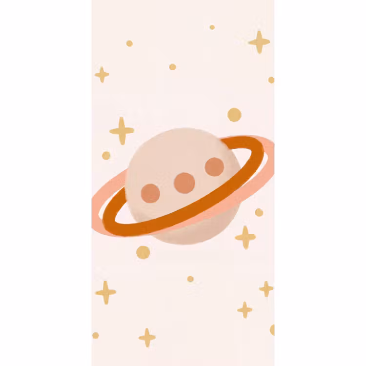 Behang - Planeet - Ringen - Ruimte - Illustratie - Beige — 2