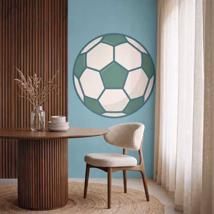 Behang - Voetbal - Geometrisch - Sport - Illustratie - Blauwgroen — 4