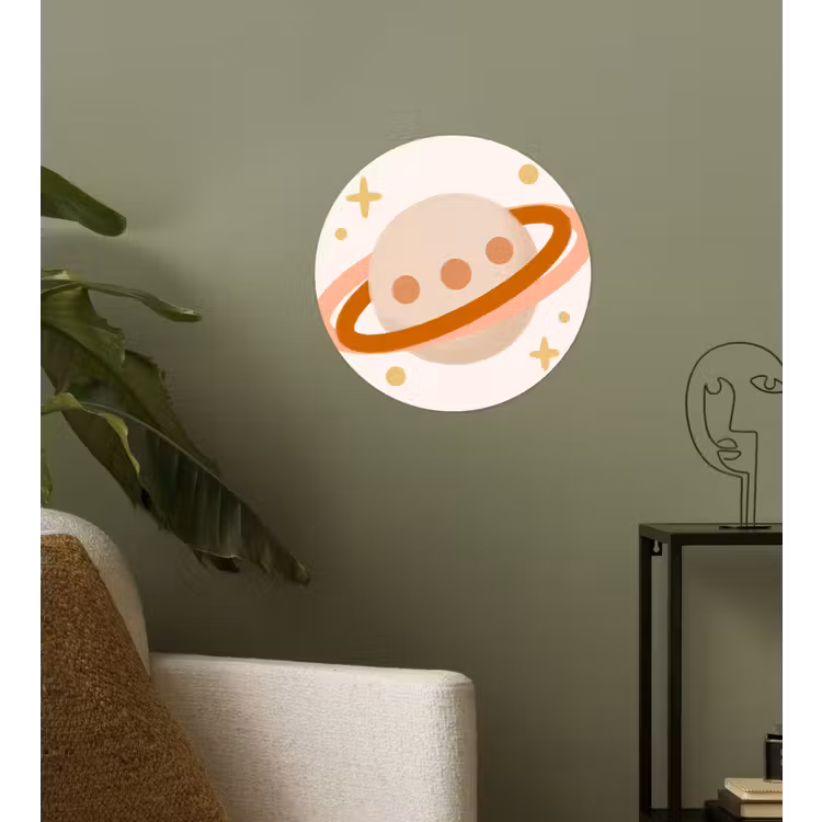 Behangcirkel - Planeet - Ringen - Ruimte - Illustratie - Beige — 3
