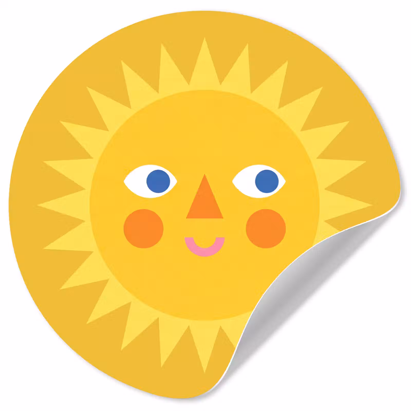 Behangcirkel - Zon - Gezicht - Zomer - Illustratie - Geel — 1