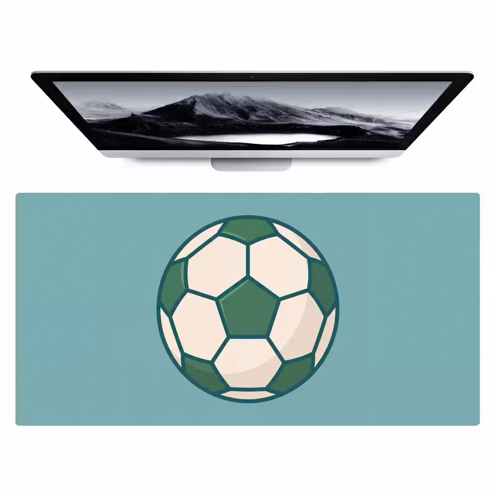 Bureau onderlegger - Voetbal - Geometrisch - Sport - Illustratie - Blauwgroen — 1