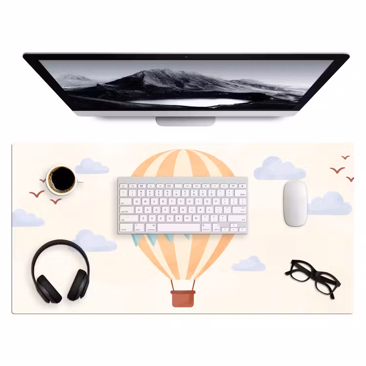 Bureau onderlegger - Luchtballon - Wolken - Illustratie - Zacht - Kinderkamer — 4