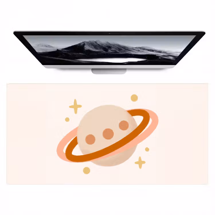 Bureau onderlegger - Planeet - Ringen - Ruimte - Illustratie - Beige — 1