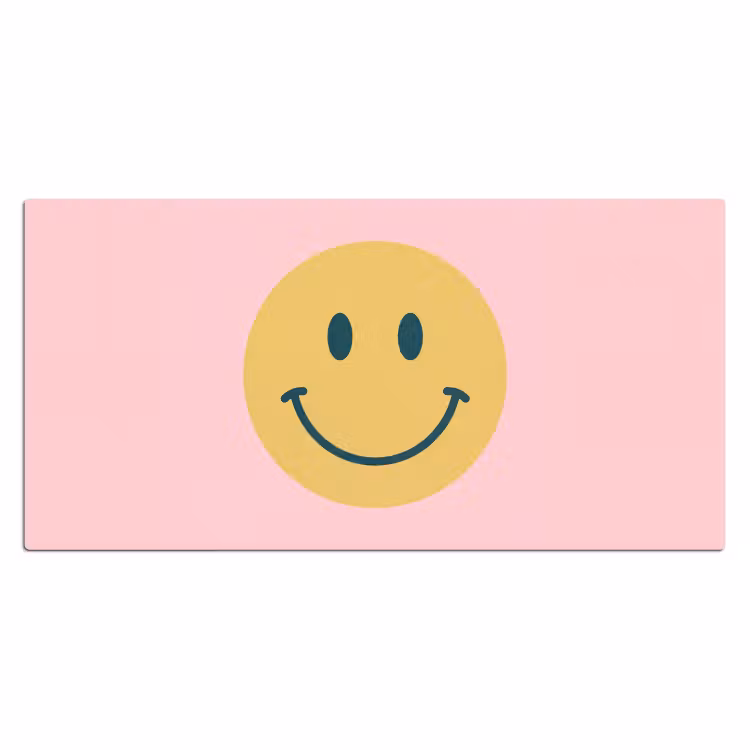 Bureau onderlegger - Smiley - Geel - Roze - Symbool - Minimalistisch — 2