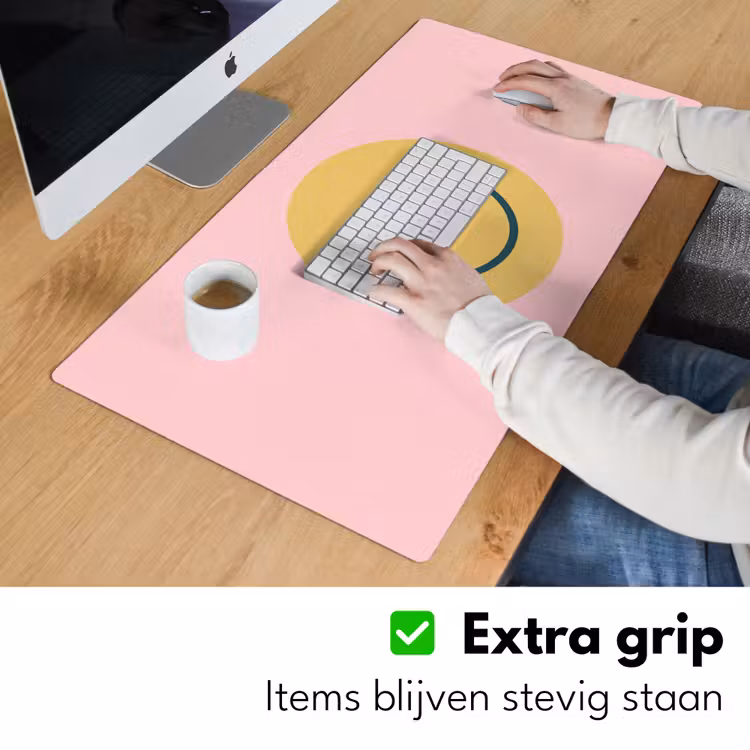 Bureau onderlegger - Smiley - Geel - Roze - Symbool - Minimalistisch — 6