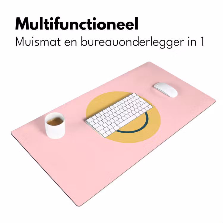 Bureau onderlegger - Smiley - Geel - Roze - Symbool - Minimalistisch — 7
