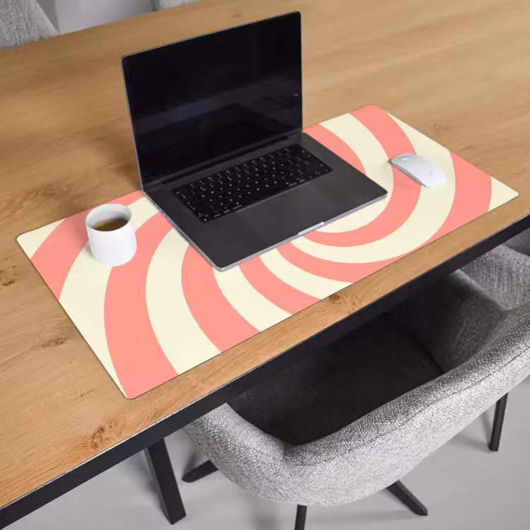 Bureau onderlegger - Spiraal - Patroon - Abstract - Roze - Beige — 3