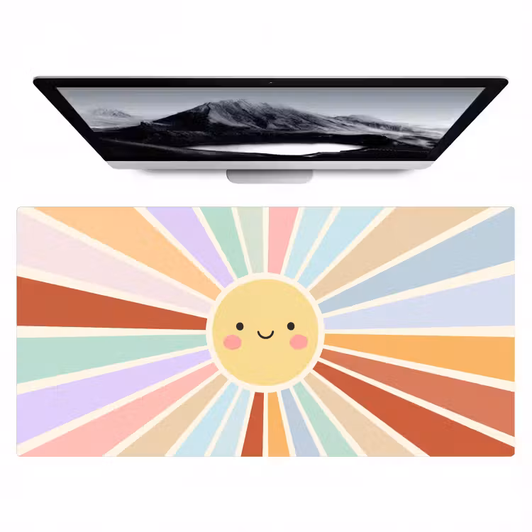 Bureau onderlegger - Zon - Stralen - Vrolijk - Kleurrijk - Abstract — 1