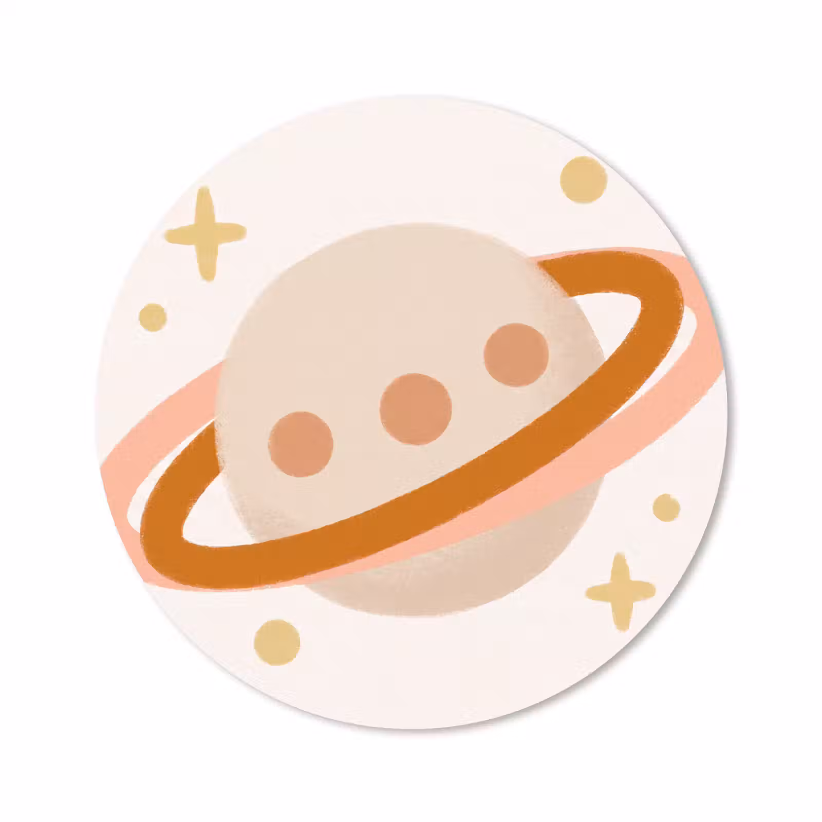 Muismat - Planeet - Ringen - Ruimte - Illustratie - Beige — 1
