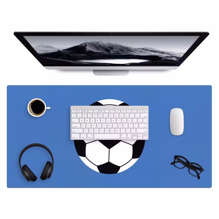 Bureau onderlegger - Voetbal - Zwart-wit - Sport - Illustratie - Blauw — 4