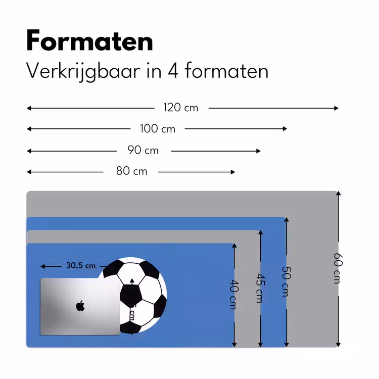 Bureau onderlegger - Voetbal - Zwart-wit - Sport - Illustratie - Blauw — 8