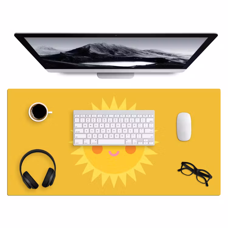 Bureau onderlegger - Zon - Gezicht - Zomer - Illustratie - Geel — 4