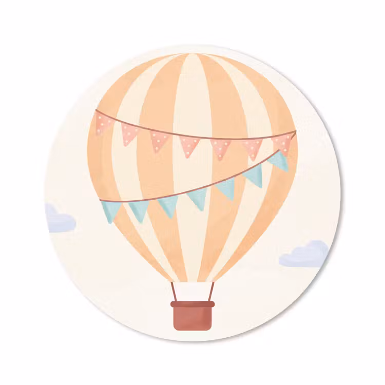 Muismat - Luchtballon - Wolken - Illustratie - Zacht - Kinderkamer — 1