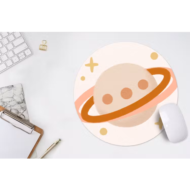 Muismat - Planeet - Ringen - Ruimte - Illustratie - Beige — 2