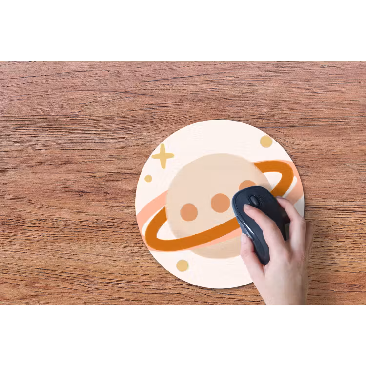 Muismat - Planeet - Ringen - Ruimte - Illustratie - Beige — 3