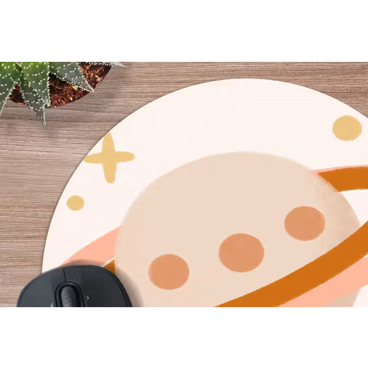 Muismat - Planeet - Ringen - Ruimte - Illustratie - Beige — 4