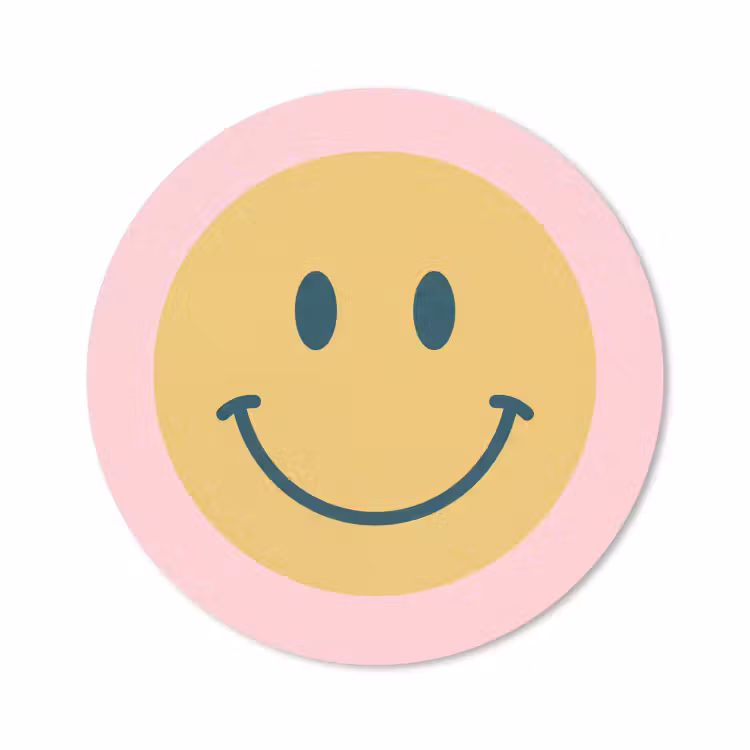 Muismat - Smiley - Geel - Roze - Symbool - Minimalistisch — 1