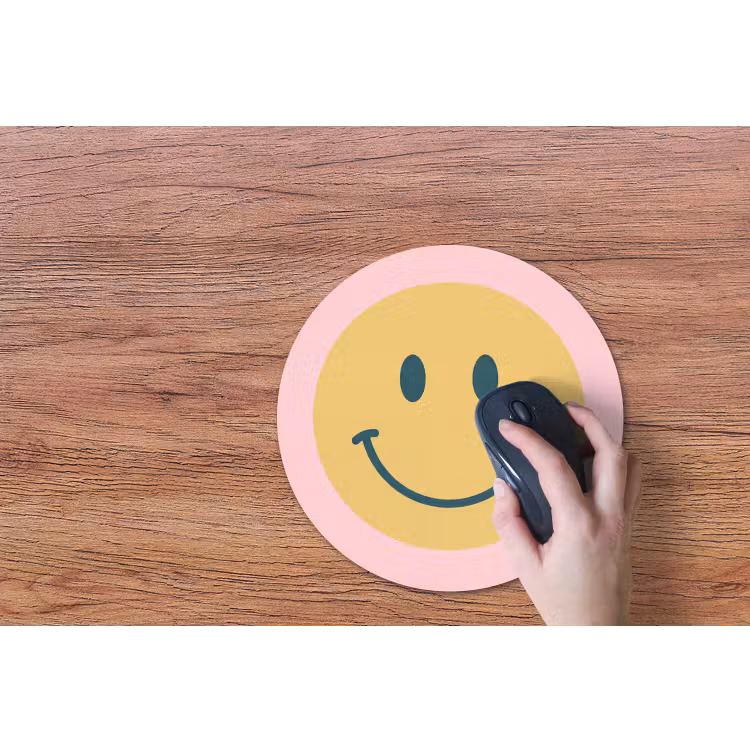 Muismat - Smiley - Geel - Roze - Symbool - Minimalistisch — 3
