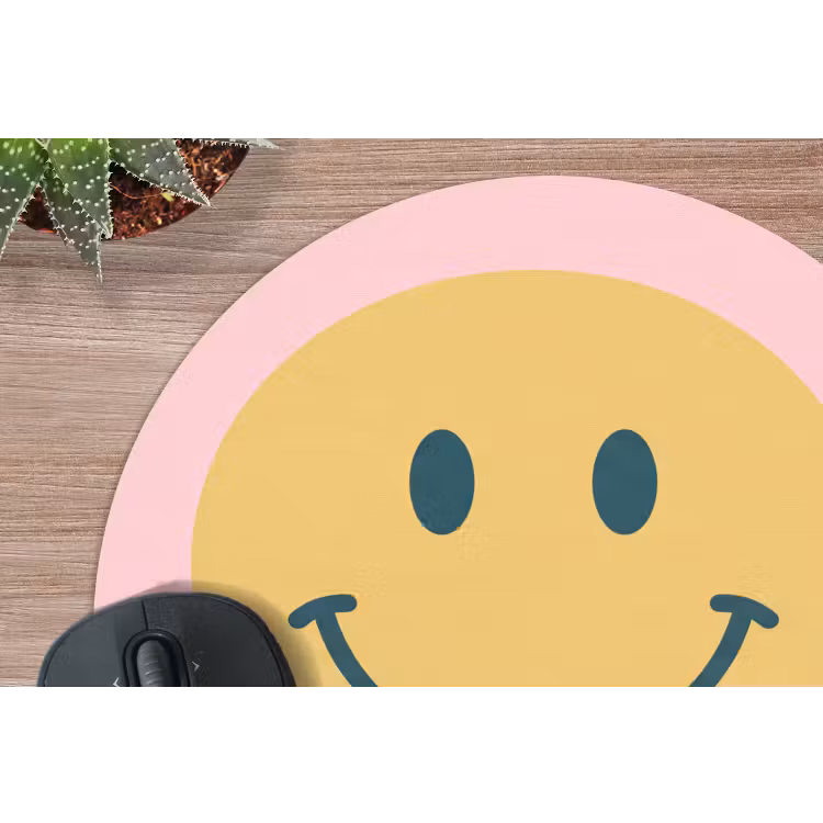 Muismat - Smiley - Geel - Roze - Symbool - Minimalistisch — 4