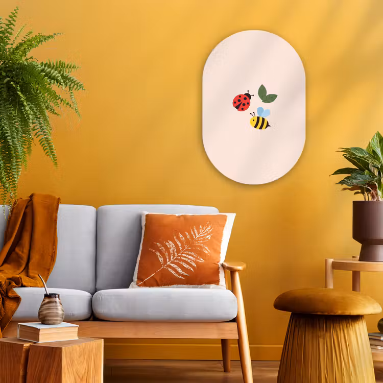 Muurovaal - Kunststof - Insect - Blad - Natuur - Speels - Illustratie — 1