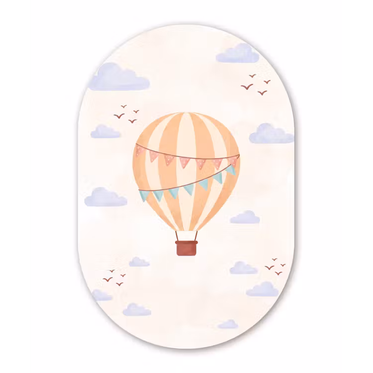 Muurovaal - Kunststof - Luchtballon - Wolken - Illustratie - Zacht - Kinderkamer — 3