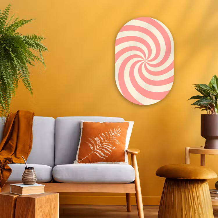 Muurovaal - Kunststof - Spiraal - Patroon - Abstract - Roze - Beige — 1