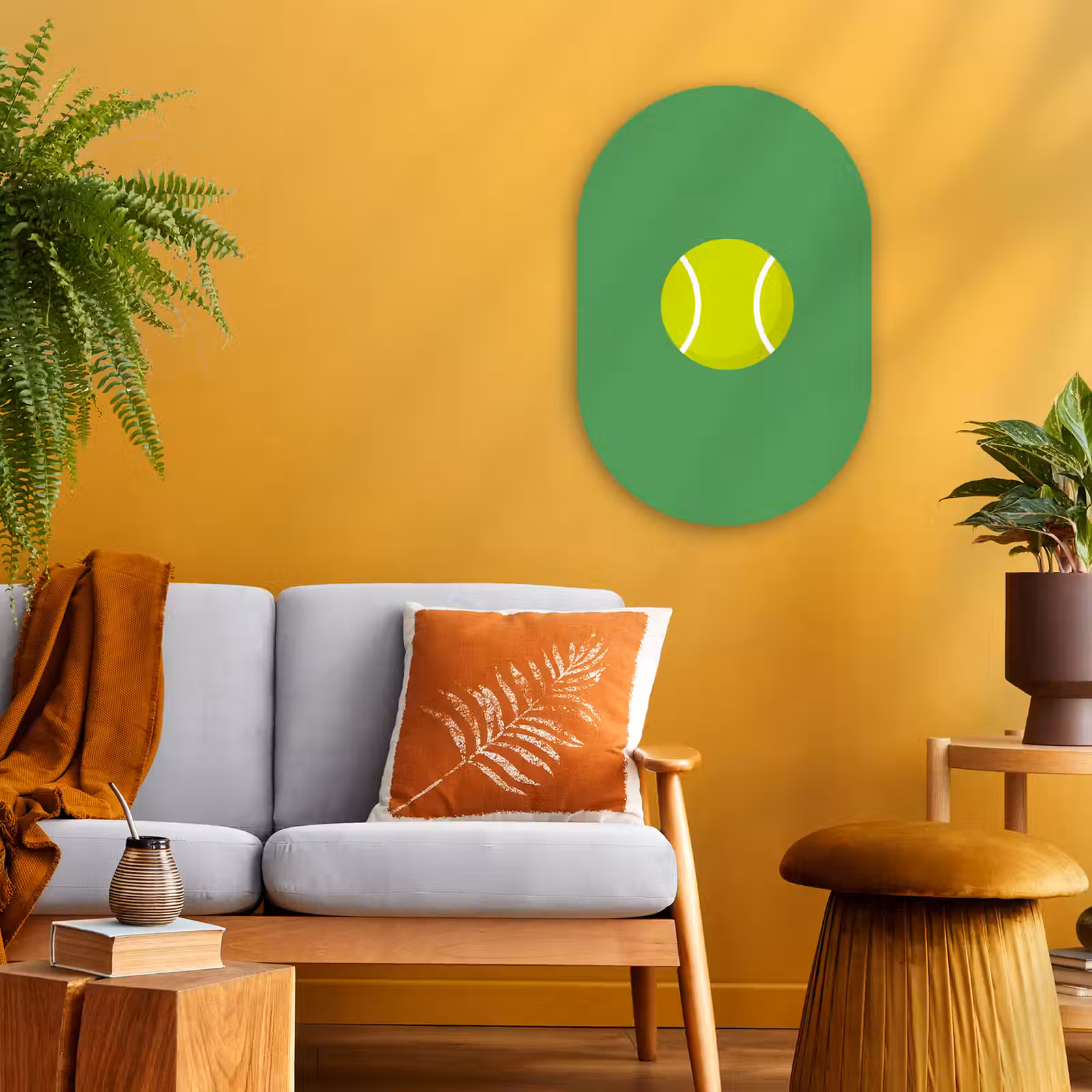 Muurovaal - Kunststof - Bal - Geel - Sport - Groen - Illustratie — 1