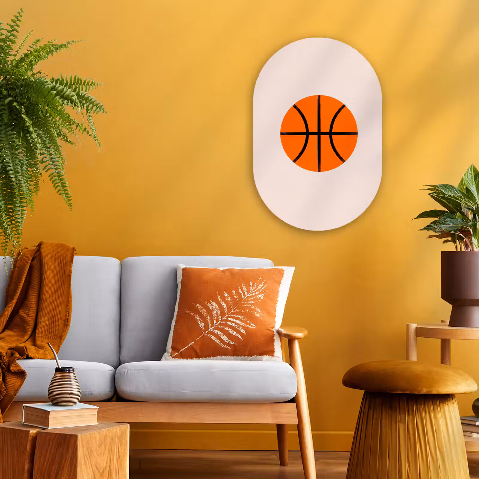 Muurovaal - Kunststof - Basketbal - Bal - Sport - Illustratie - Oranje — 1