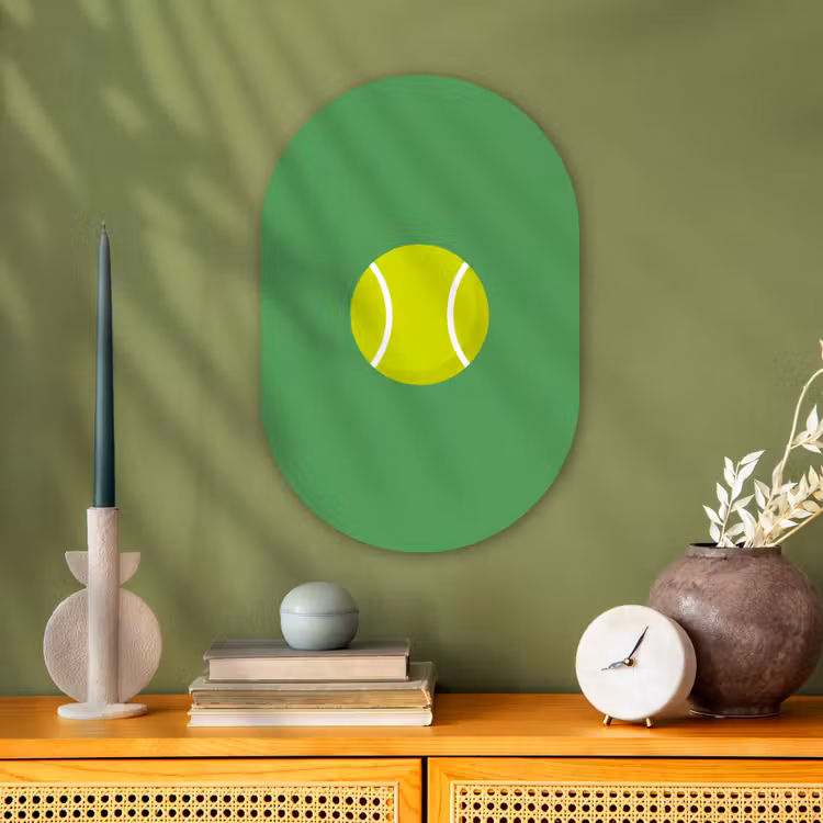 Muurovaal - Kunststof - Bal - Geel - Sport - Groen - Illustratie — 2