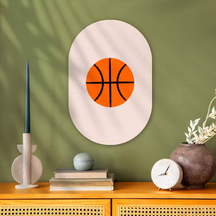 Muurovaal - Kunststof - Basketbal - Bal - Sport - Illustratie - Oranje — 2