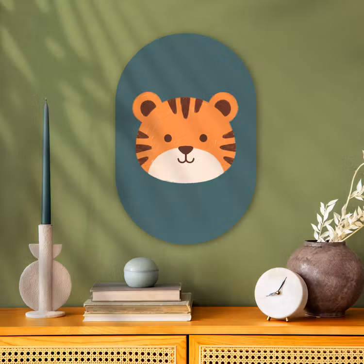 Muurovaal - Kunststof - Dieren - Kop - Oranje - Illustratie - Modern — 2