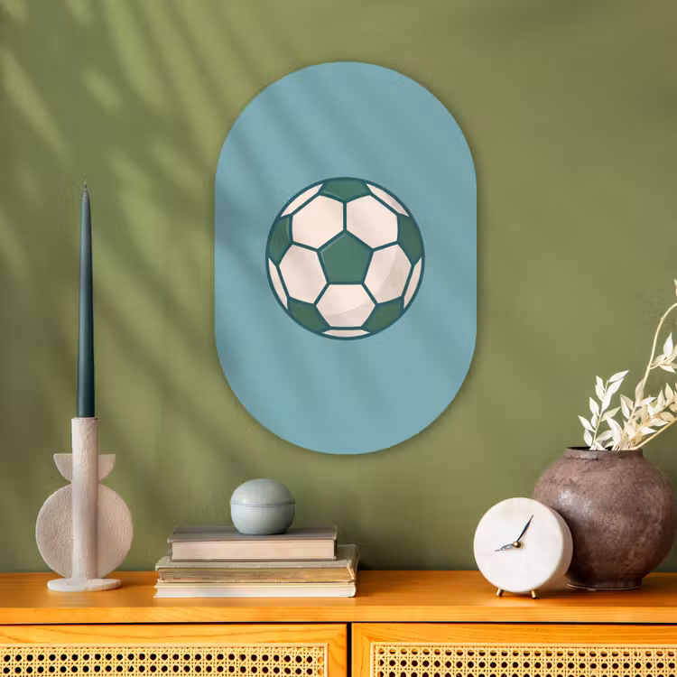 Muurovaal - Kunststof - Voetbal - Geometrisch - Sport - Illustratie - Blauwgroen — 1