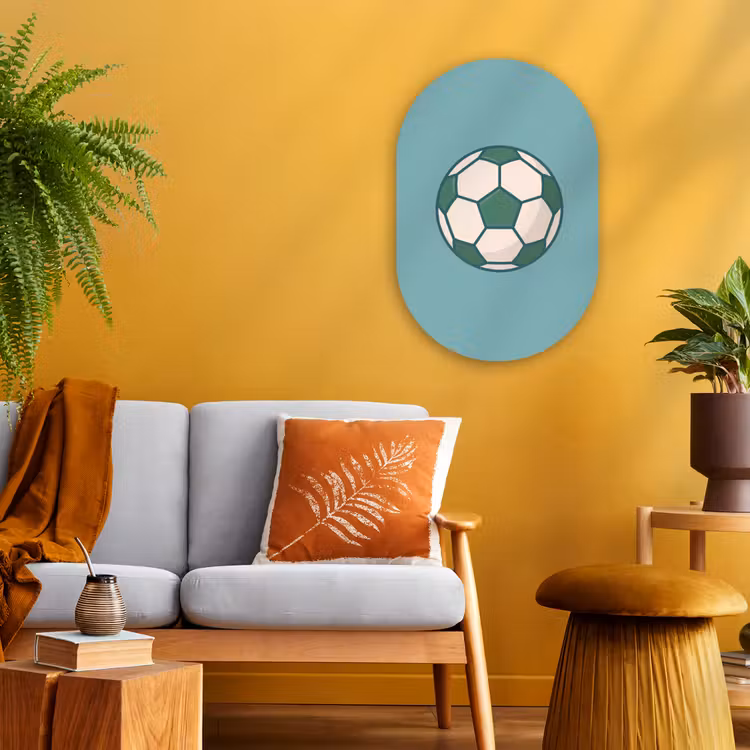 Muurovaal - Kunststof - Voetbal - Geometrisch - Sport - Illustratie - Blauwgroen — 2