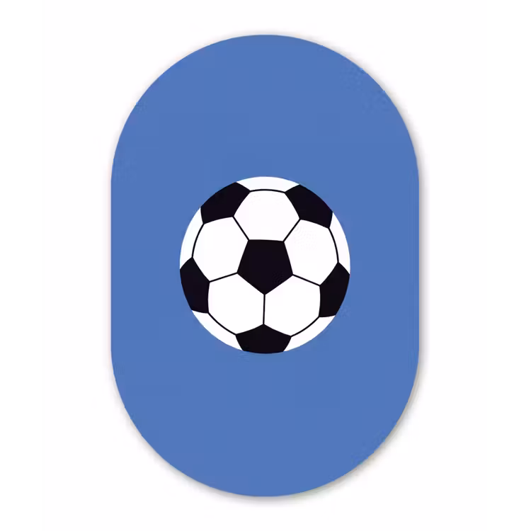 Muurovaal - Kunststof - Voetbal - Zwart-wit - Sport - Illustratie - Blauw — 3