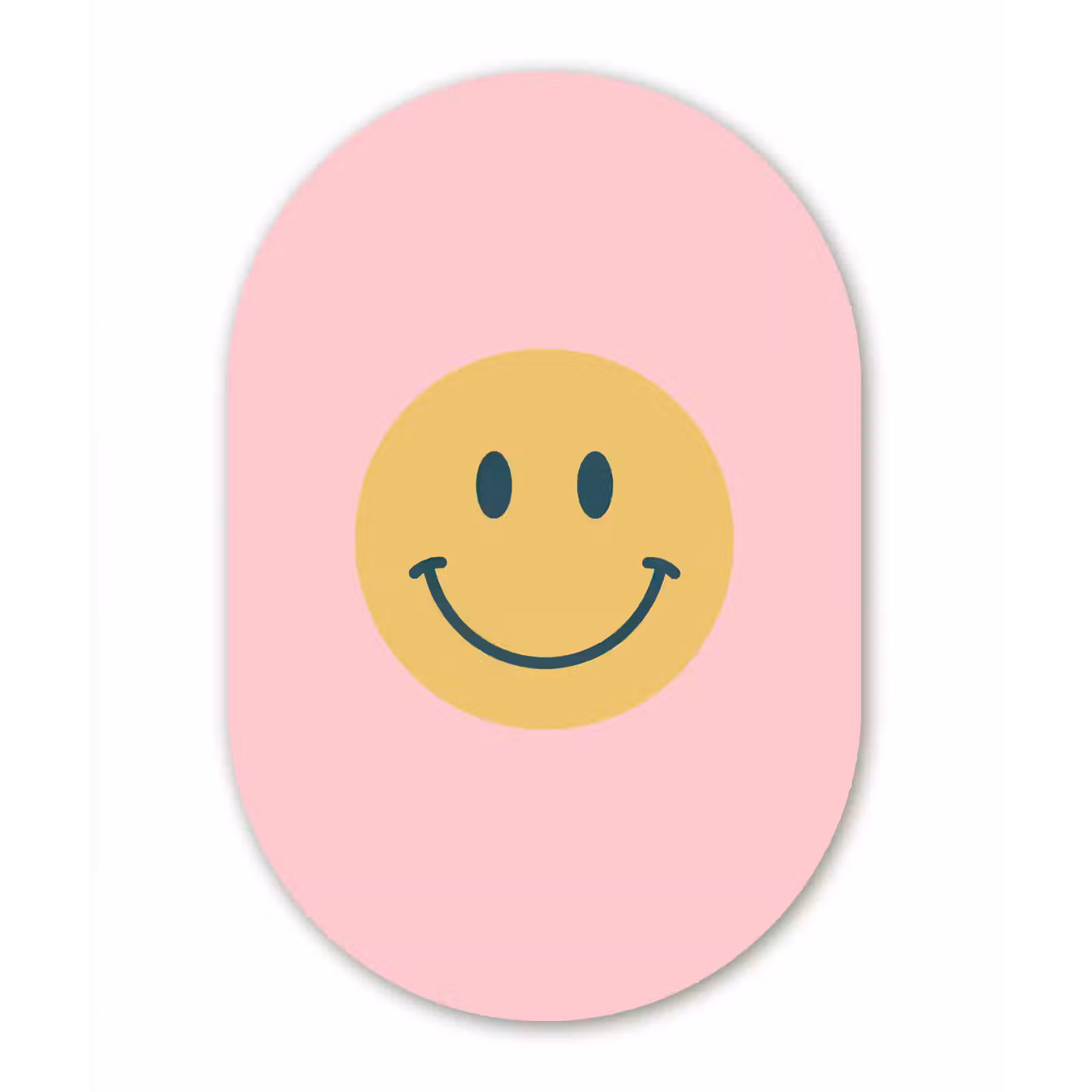 Muurovaal - Glas - Smiley - Geel - Roze - Symbool - Minimalistisch — 1