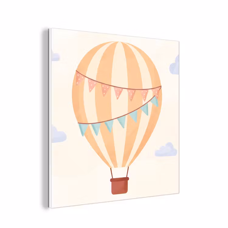 Forex - Luchtballon - Wolken - Illustratie - Zacht - Kinderkamer — 1