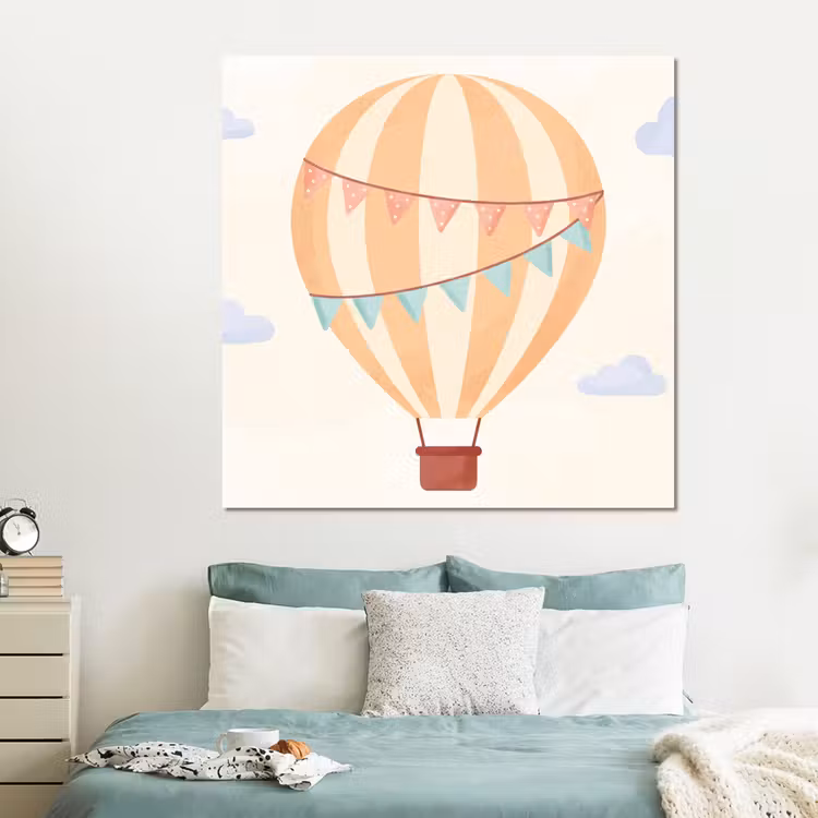 Forex - Luchtballon - Wolken - Illustratie - Zacht - Kinderkamer — 2