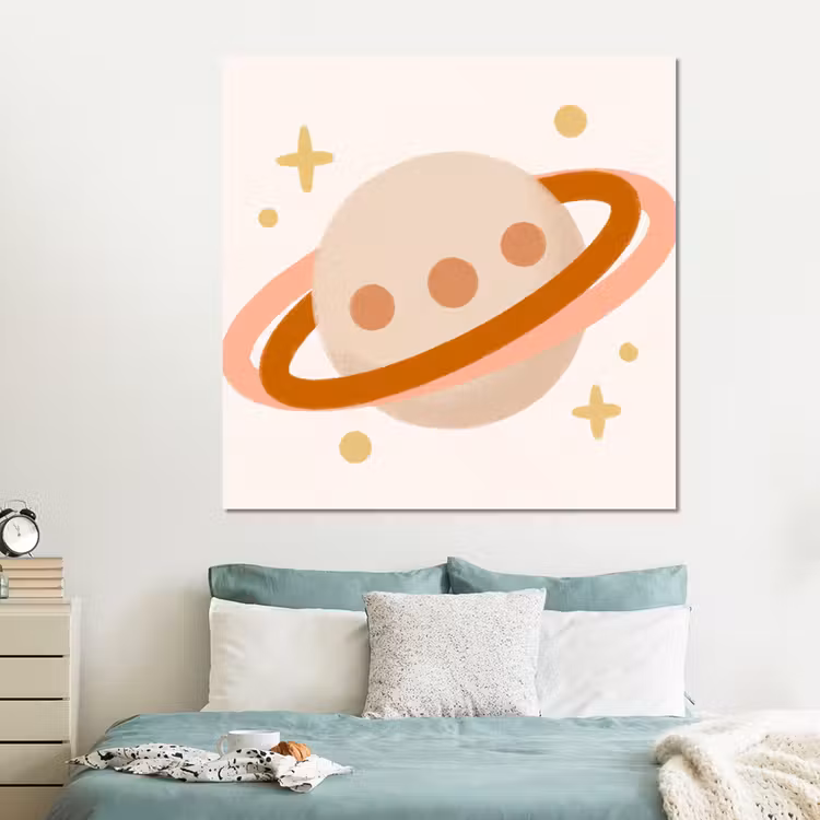 Forex - Planeet - Ringen - Ruimte - Illustratie - Beige — 2