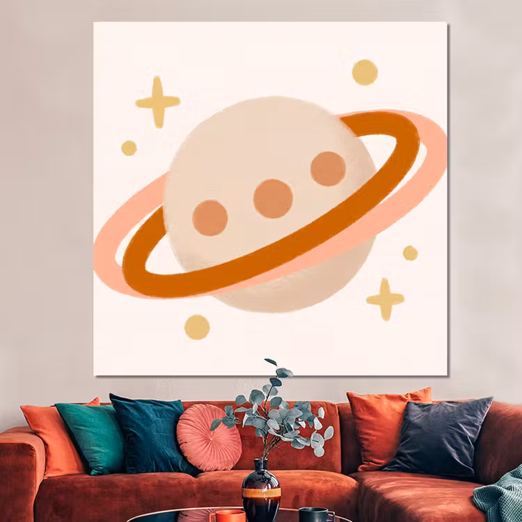 Forex - Planeet - Ringen - Ruimte - Illustratie - Beige — 3