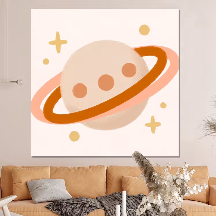 Forex - Planeet - Ringen - Ruimte - Illustratie - Beige — 4