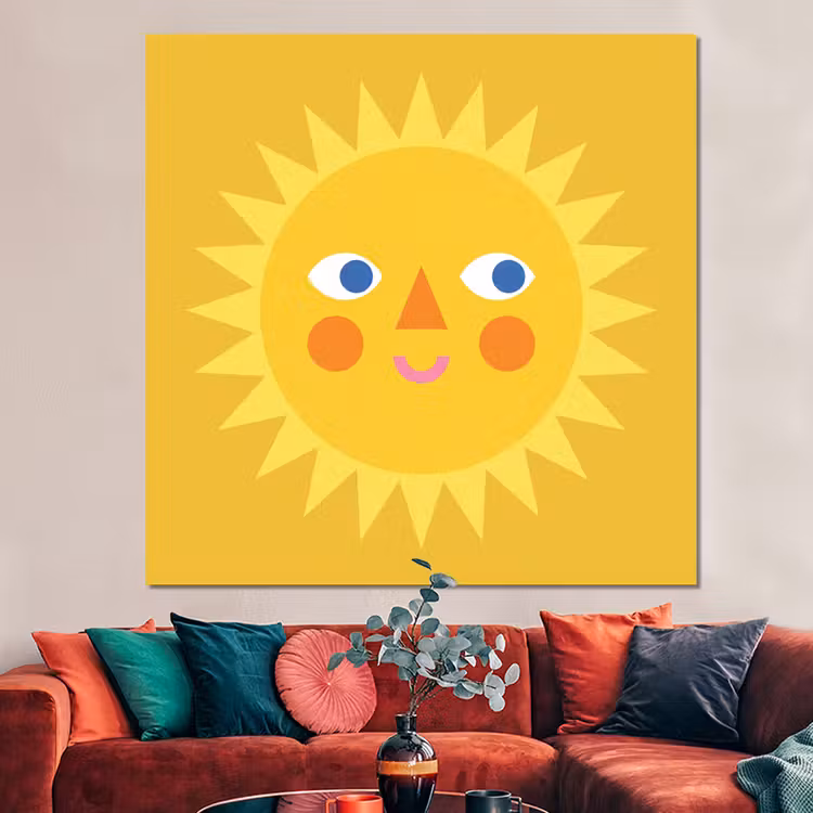 Forex - Zon - Gezicht - Zomer - Illustratie - Geel — 3